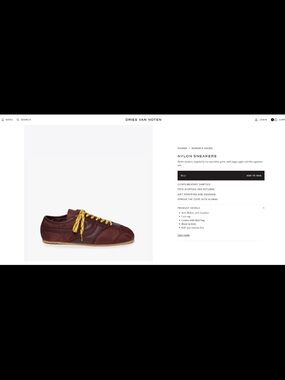 Dries Van Noten Unisex Burgundy Sneaker with Yellow Laces